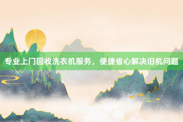 专业上门回收洗衣机服务，便捷省心解决旧机问题